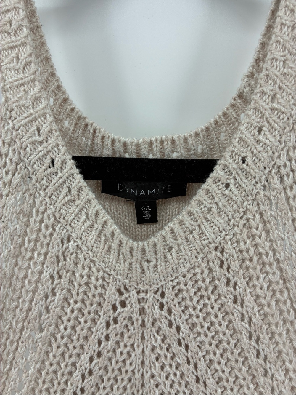 Dynamite Beige Knit Mini Dress Halter Crochet - Picture 3 of 10